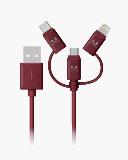 Picture of Cabo USB Combo Fabriq(USB-C + Apple Lightning + Micro USB) - 2UCLM020RR