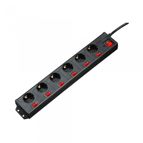 Picture of Extensão eléctrica 6 tomadas com proteção, preto - 00137259