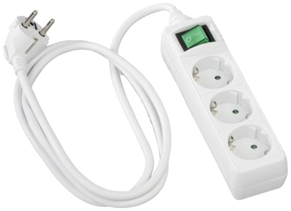Picture of Power Strip, 3-Way, Switch, 3 m, white - 00223002