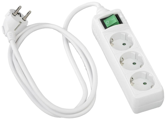 Picture of Power Strip, 3-Way, Switch, 3 m, white - 00223002
