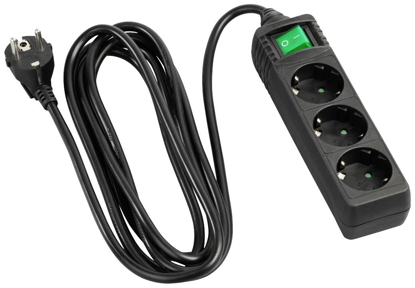 Picture of Power Strip, 3-Way, Switch, 3 m, black - 00223005