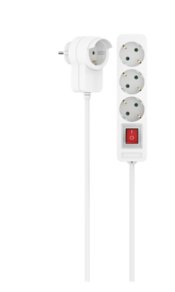 Picture of Power Strip, 3-Way, Switch, Additional Socket on Plug, 1.4 m - 00223081