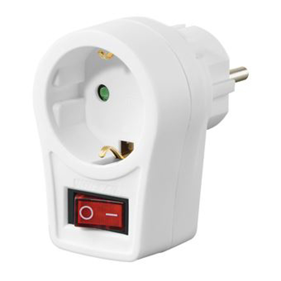 Picture of Socket Adapter, Earthed Contact Socket, Switch, white - 00223212